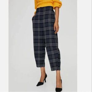 Aritzia Wilfred Dawna Plaid Barrel Cropped High Rise Pant
